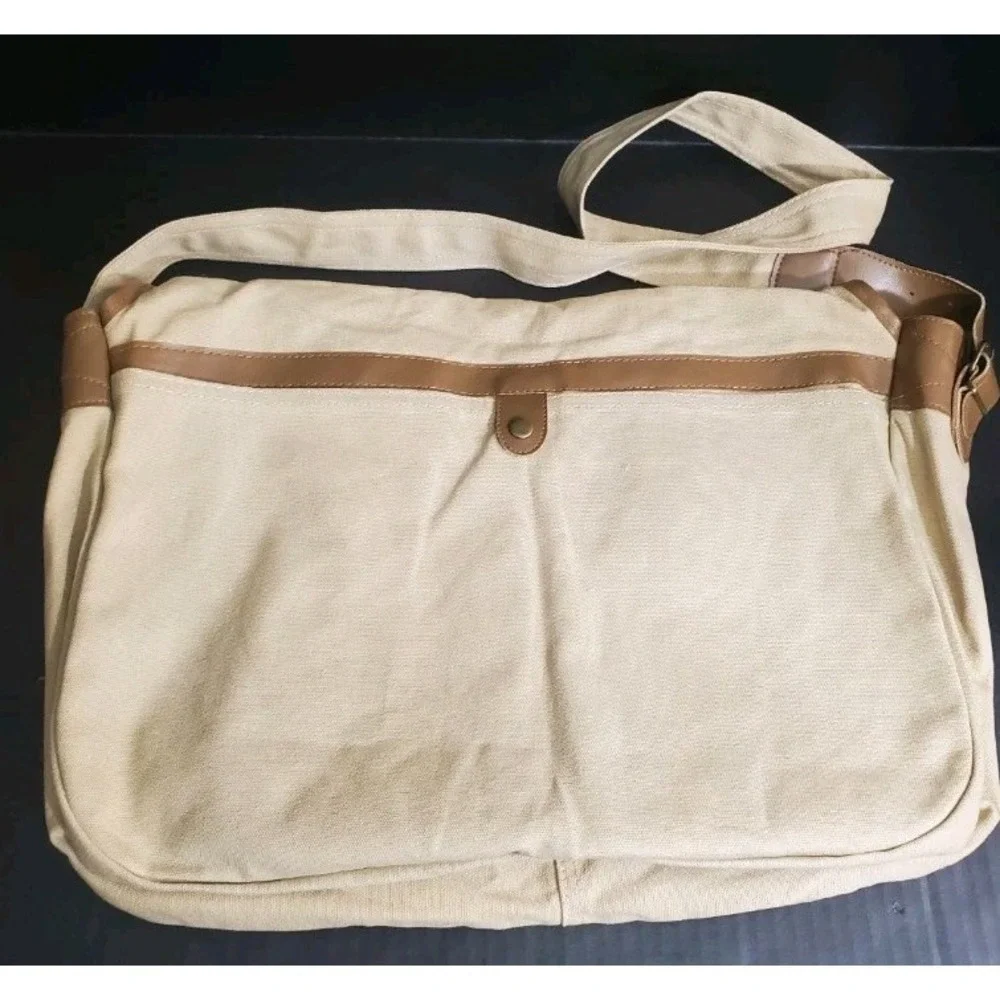 Vintage TIME‎ Magazine Promotional Messenger Bag Tan / Brown Advertising Tote